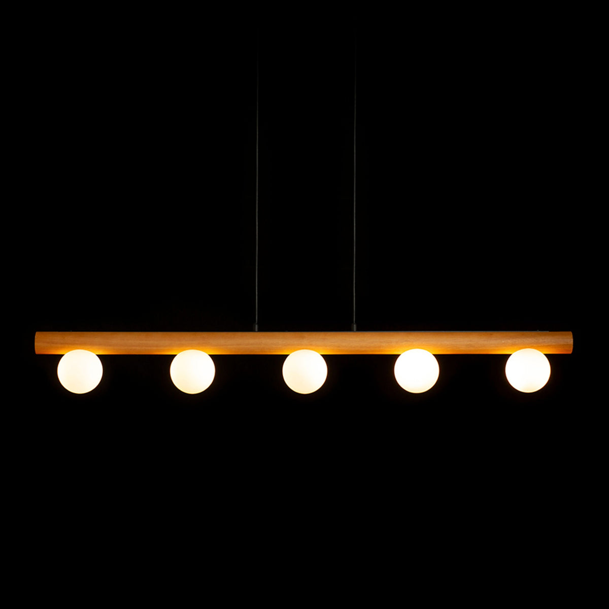 NOCTIS | hanglamp | 5x G9 | hout met opaalglazen bollen | met of zonder lichtbron