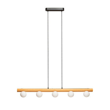 NOCTIS | hanglamp | 5x G9 | hout met opaalglazen bollen | met of zonder lichtbron