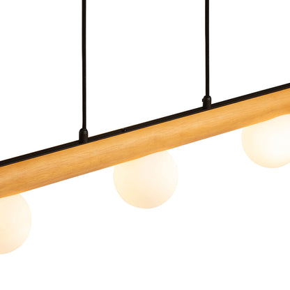 NOCTIS | hanglamp | 5x G9 | hout met opaalglazen bollen | met of zonder lichtbron