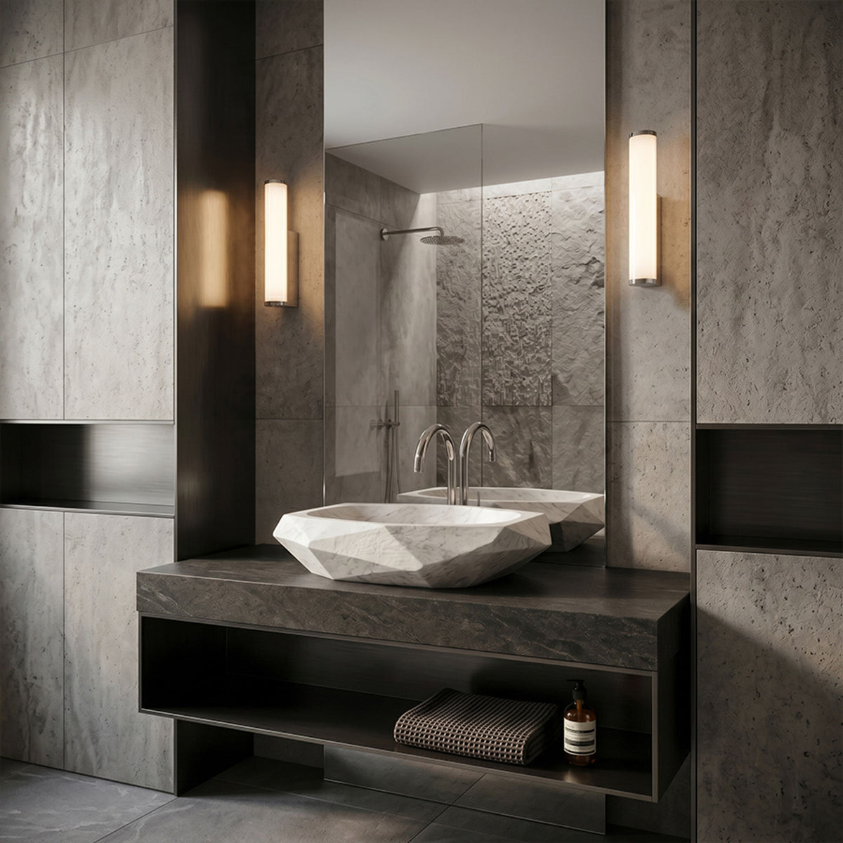 STELLA | cilindrische LED badkamer wandlamp met opaalkap | 7W 690lm 3000K | IP44 chroom