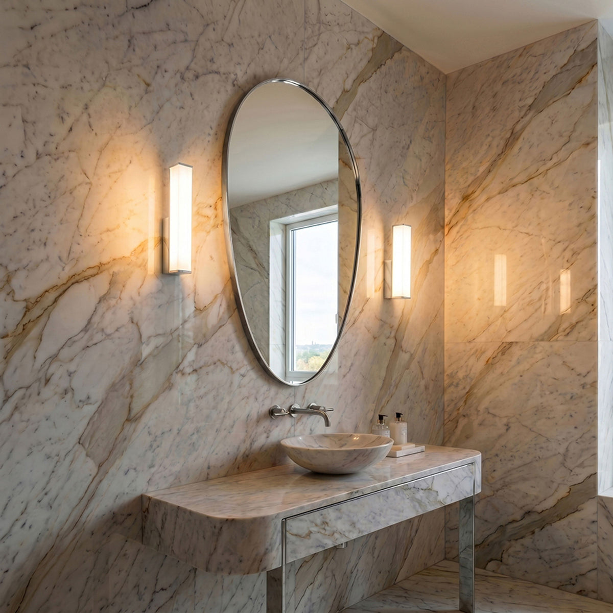ALLAN | rechthoekige LED badkamer wandlamp met opaalglas | 7W 780lm 3000K | IP44 chroom