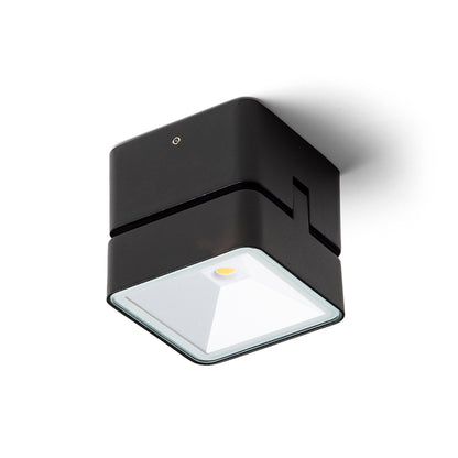 FLAVIO SQ | véiereckege Bausse-Opbau-Strahler, kipbar | LED 6W 640lm 3000K | IP54 | schwaarz oder hellgro
