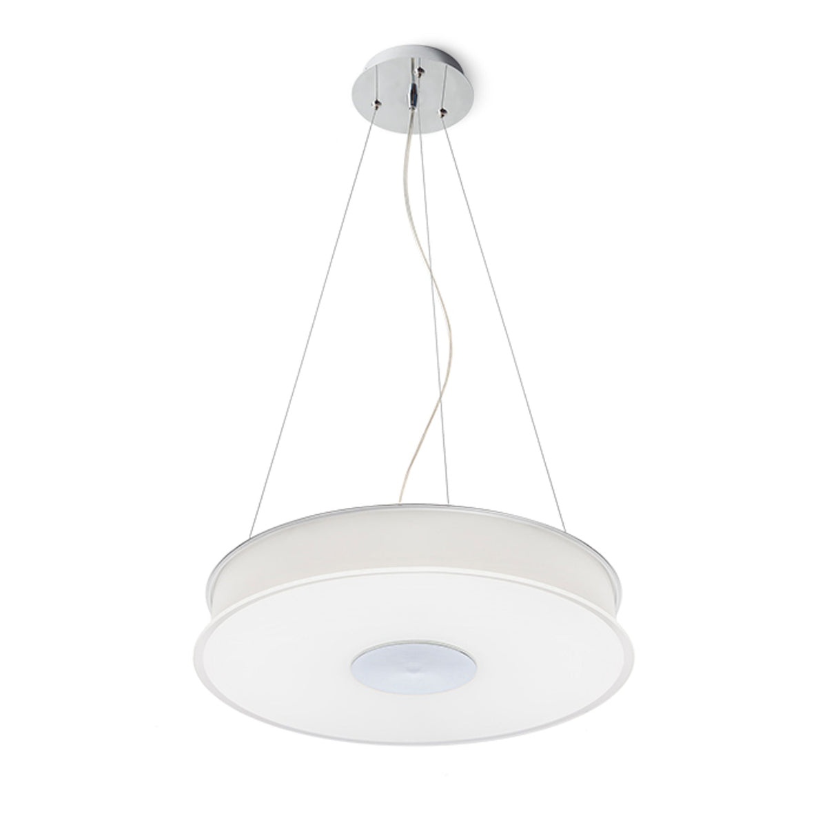 ASTERI LED | lampada a sospensione LED piatta da 37 cm | 35W 3100lm 3000K | vetro satinato con cromo