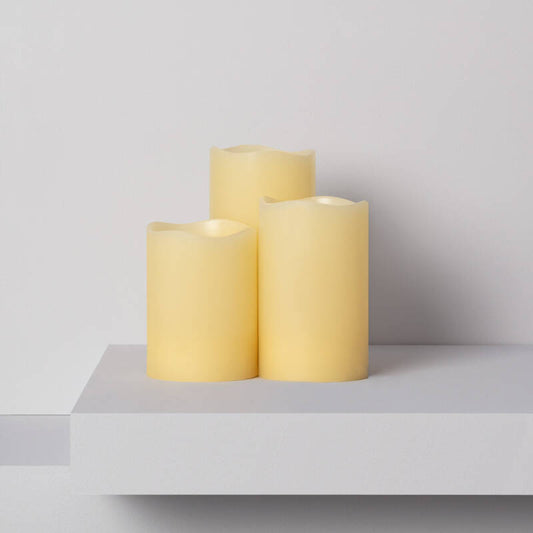 LED waskaarsen van natuurwas set van 3