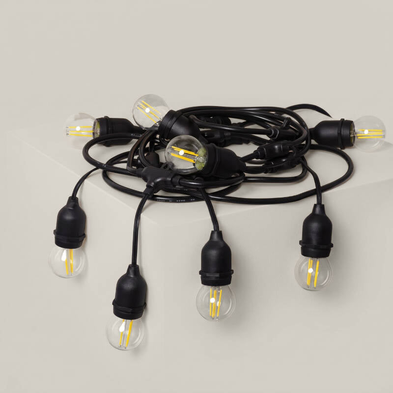 Lyskæde E27 5,5 m | 8 fatninger | IP65