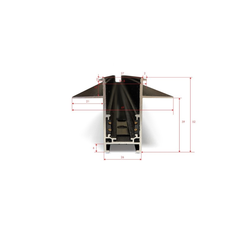 ALFA Magnetic 48V | Rail TM52 | inbouw gips (2 lagen) | 1 m, 1,5 m of 2 m | wit of zwart